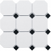 Мозаика Octagon big White/Black Matt (CLA006) 300x300x6