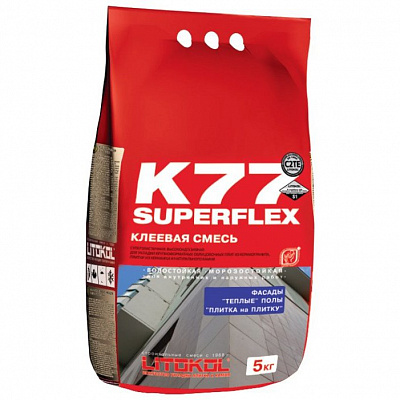 Клей для крупноформатного керамогранита SUPERFLEX K77 (5кг) Серый